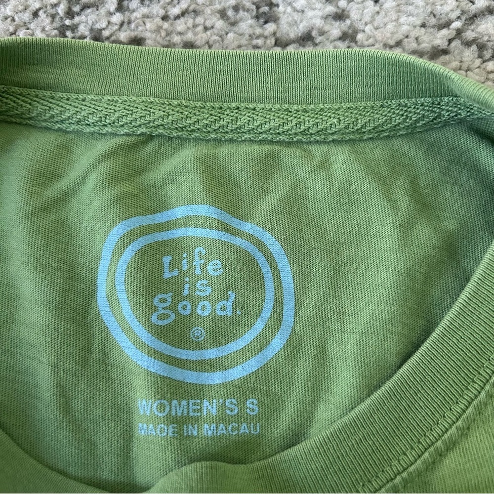 Life is Good 100% Cotton Green Peace & Heart Print Long Sleeve Tee Size Small - Picture 5 of 8